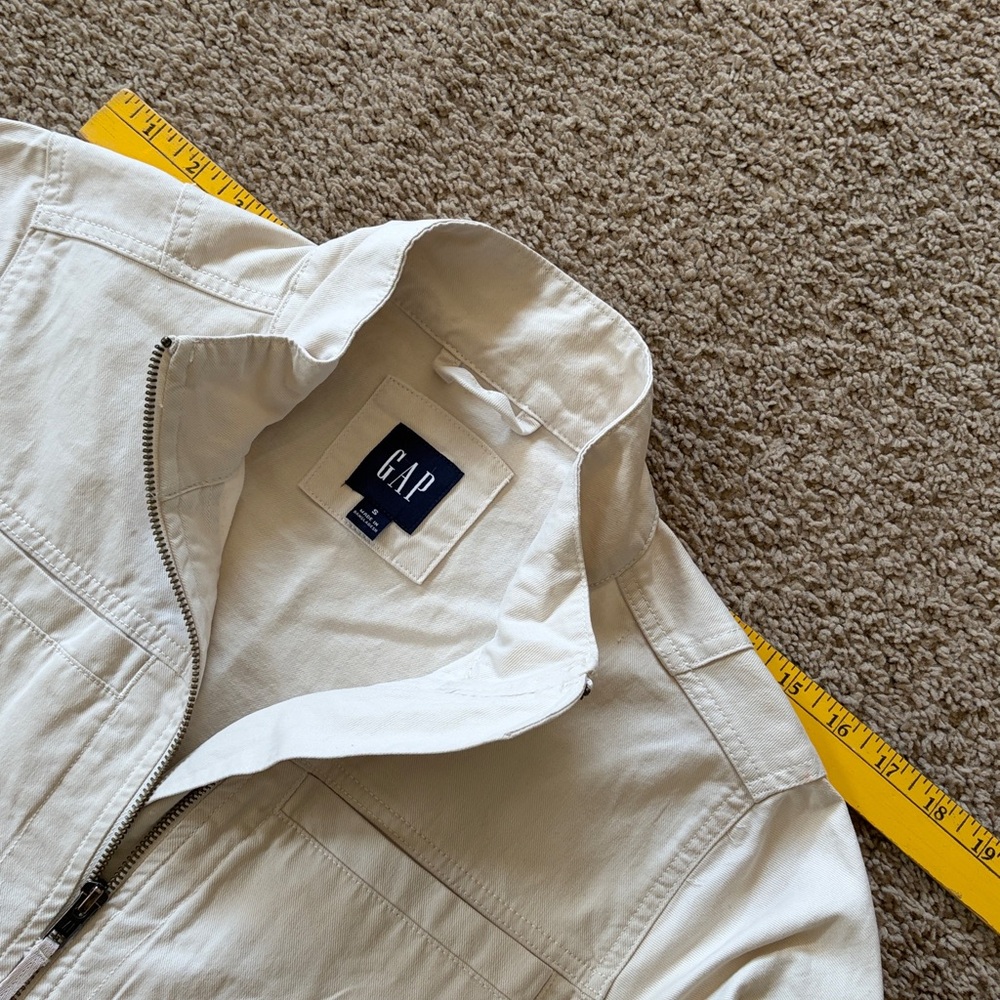 GAP Beige Cream Utility jacket size Small Cotton pockets drawstring waist - Picture 4 of 13